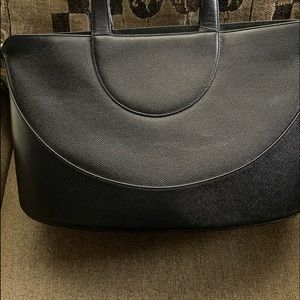 Bulgari black leather large purse